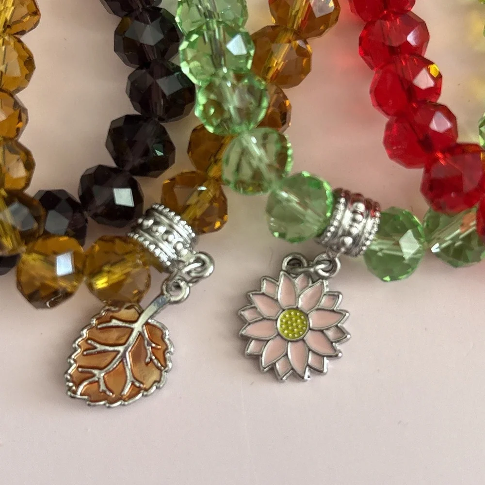 6 Pcs Crystal Beaded Stretch Bracelets Wholesale Mixed Lot Themed Fun